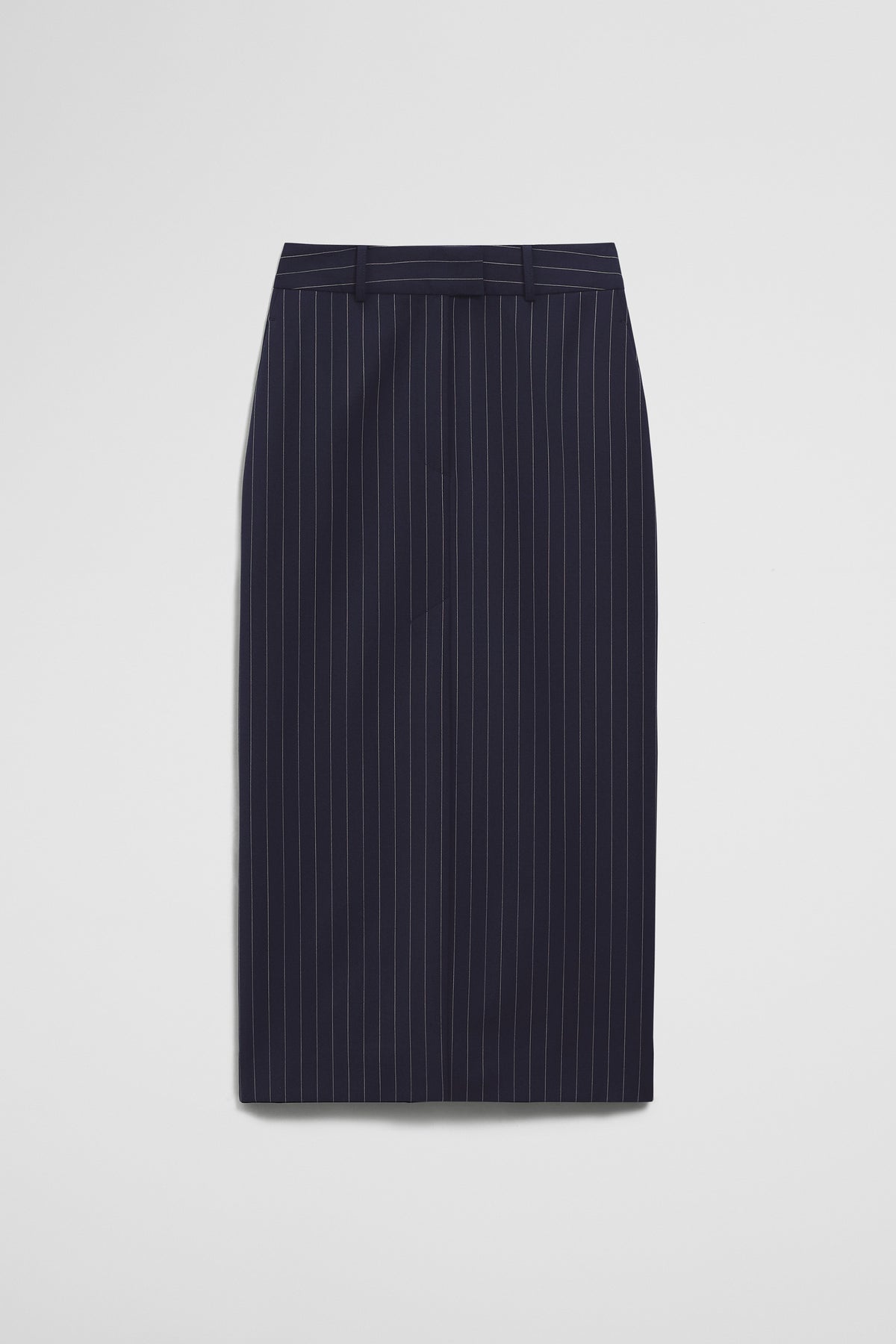 Wool Blend Tailored Pinstripe Column Skirt