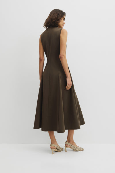 Panel Zip Neck Ponte Dress