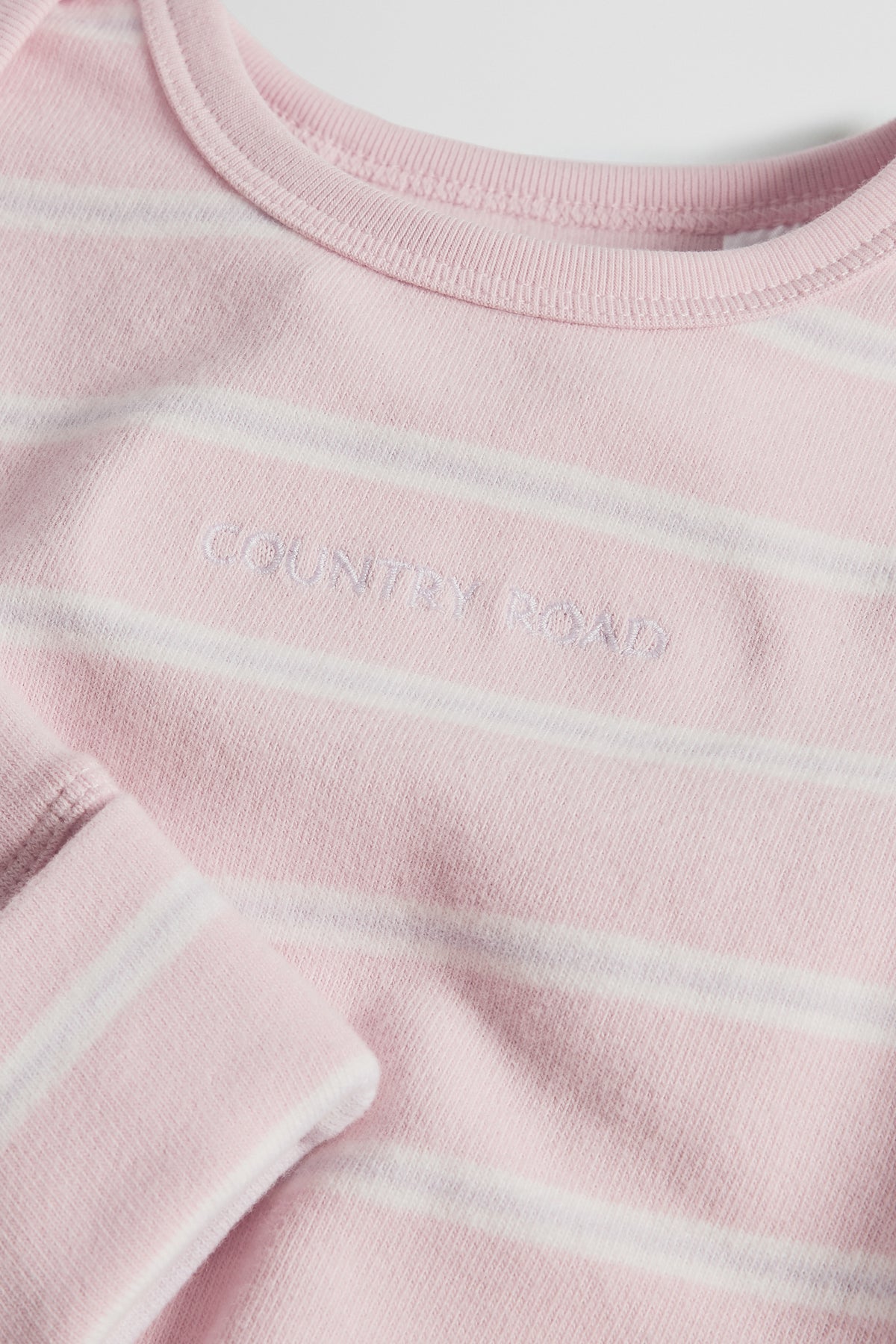 Organically Grown Cotton Stripe Logo Long Sleeve Bodysuit