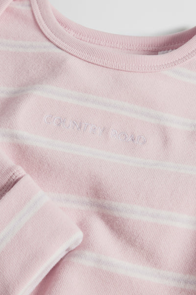 Organically Grown Cotton Stripe Logo Long Sleeve Bodysuit