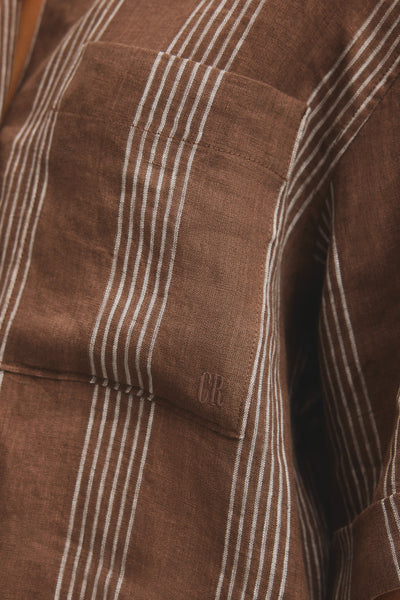 Stripe Short Sleeve Linen Shirt