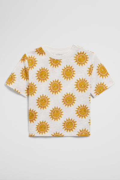 Organically Grown Cotton Short Sleeve Relaxed Sun Print T-Shirt