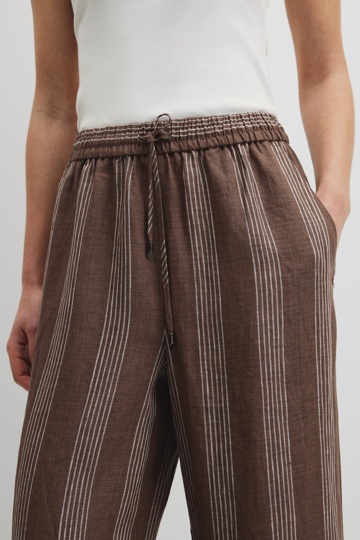 Stripe Linen Pull On Pintuck