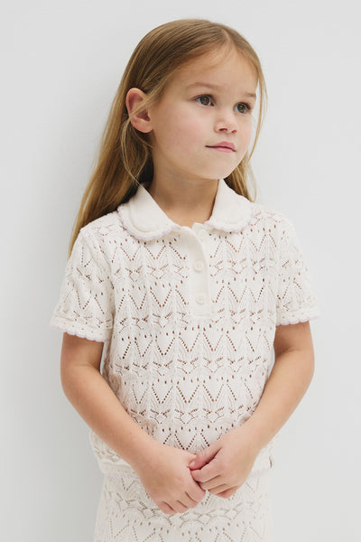 Australian Cotton Short Sleeve Collar Knit Top