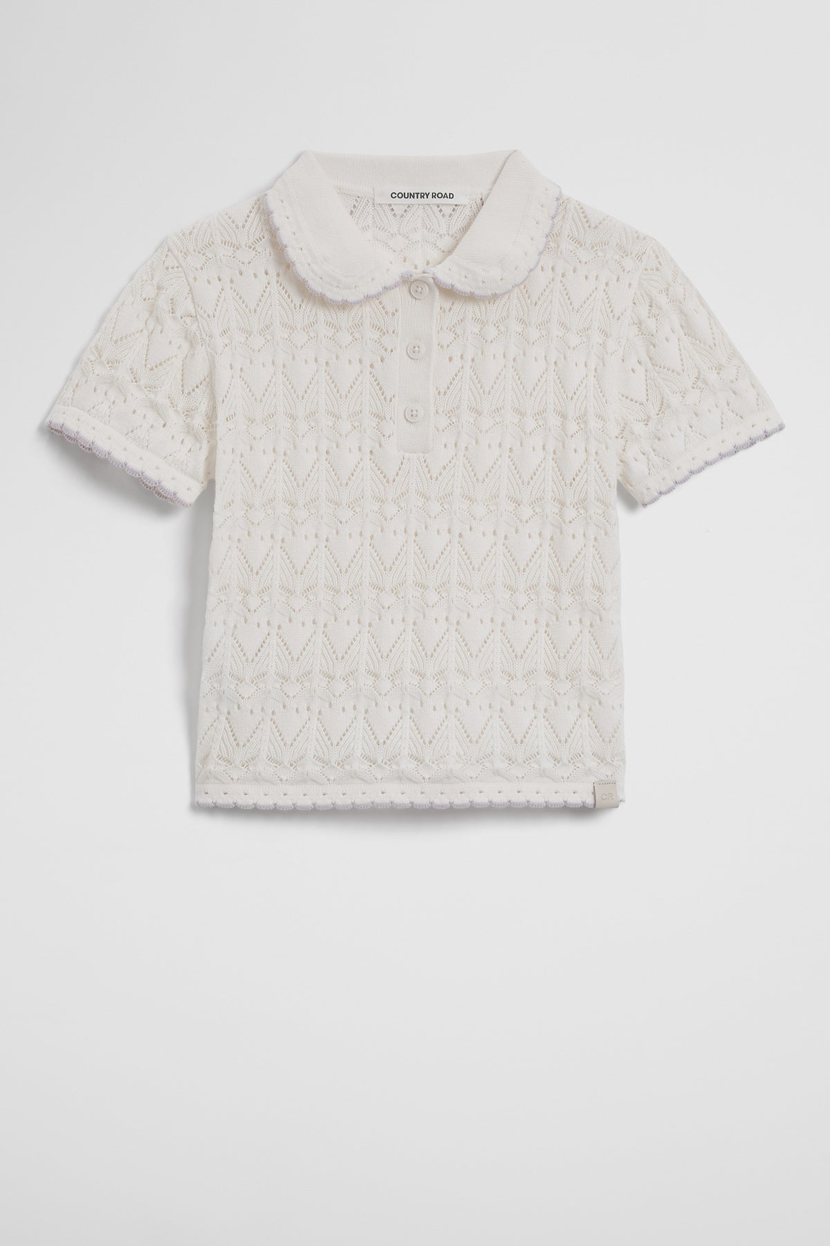 Australian Cotton Short Sleeve Collar Knit Top