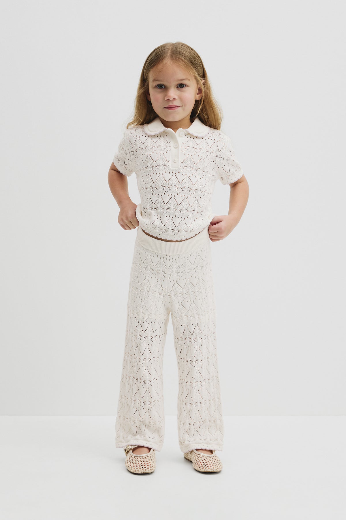 Australian Cotton Short Sleeve Collar Knit Top