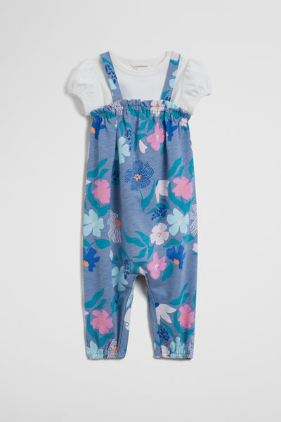 Organically Grown Cotton Short Sleeve Print Overall Set