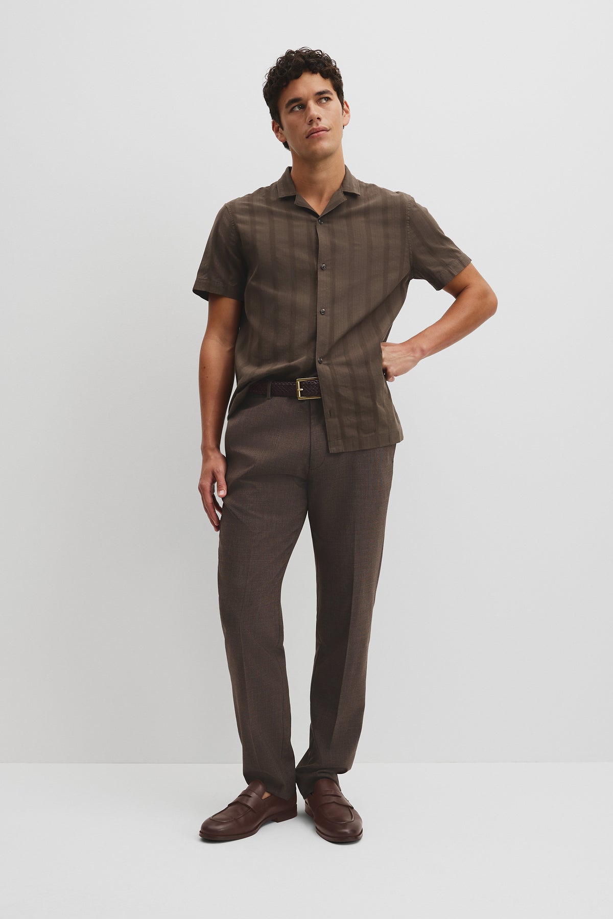 Regular Fit Short Sleeve Textured Stripe Shirt