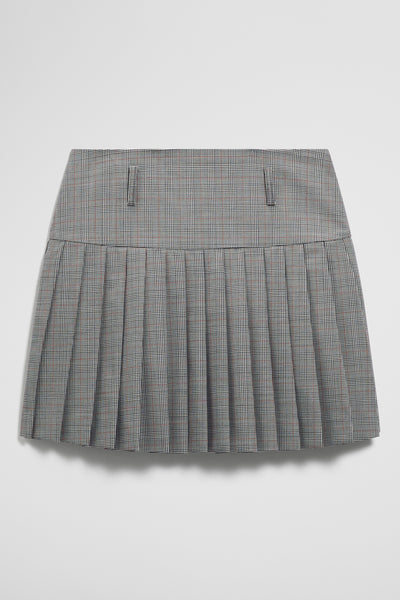 Wool Blend Check Mini Pleat Skirt