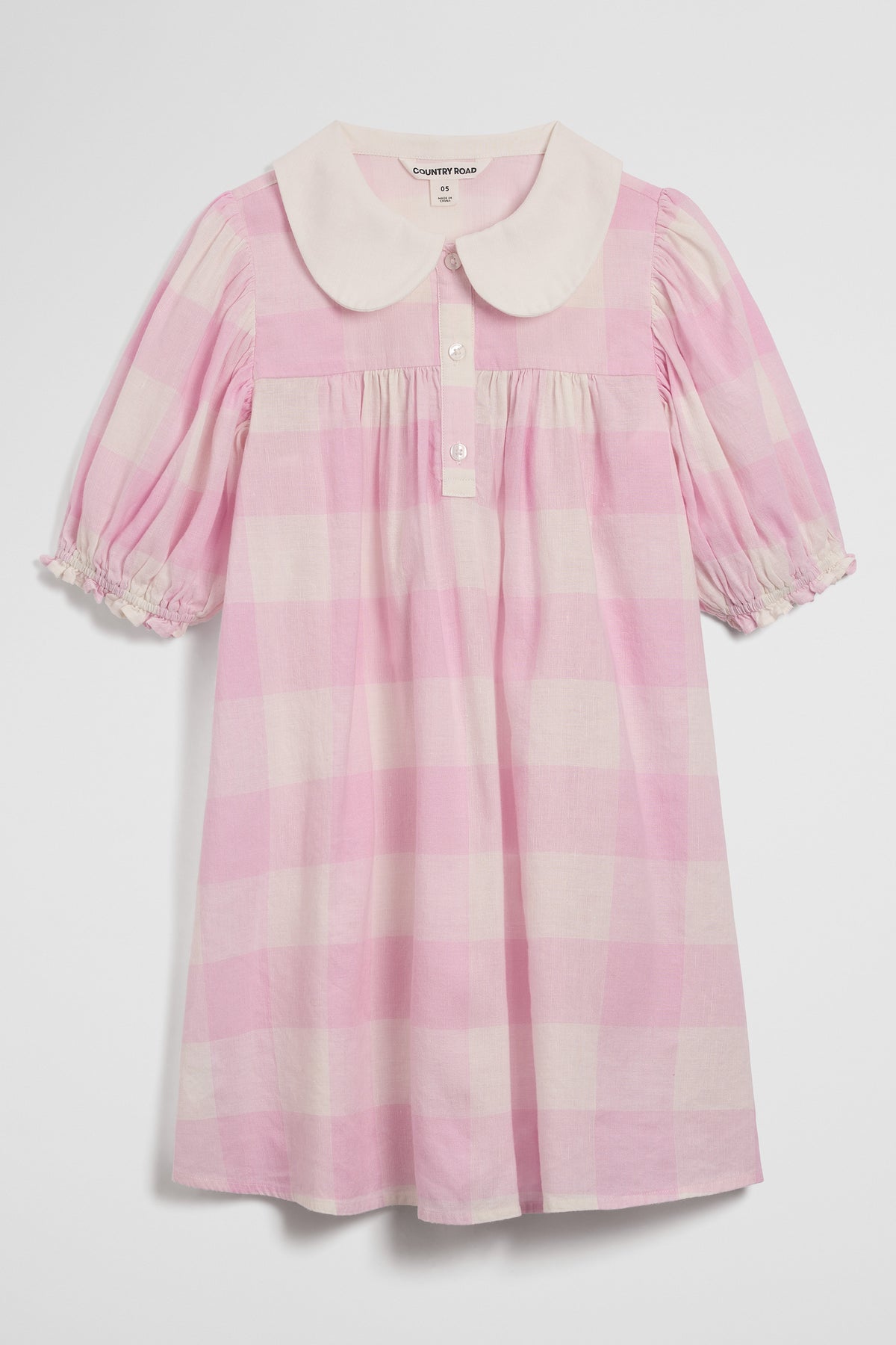 Short Sleeve Gingham Collar Dress