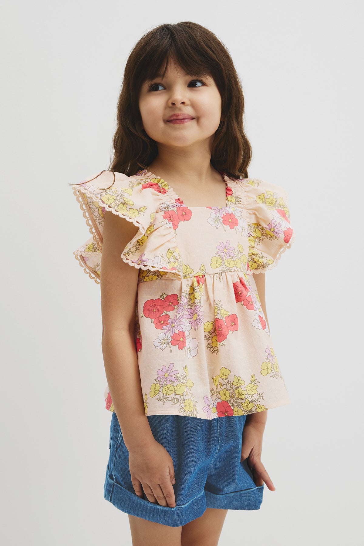 Short Sleeve Flutter Sleeve Top