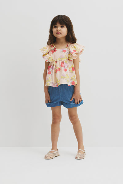 Short Sleeve Flutter Sleeve Top