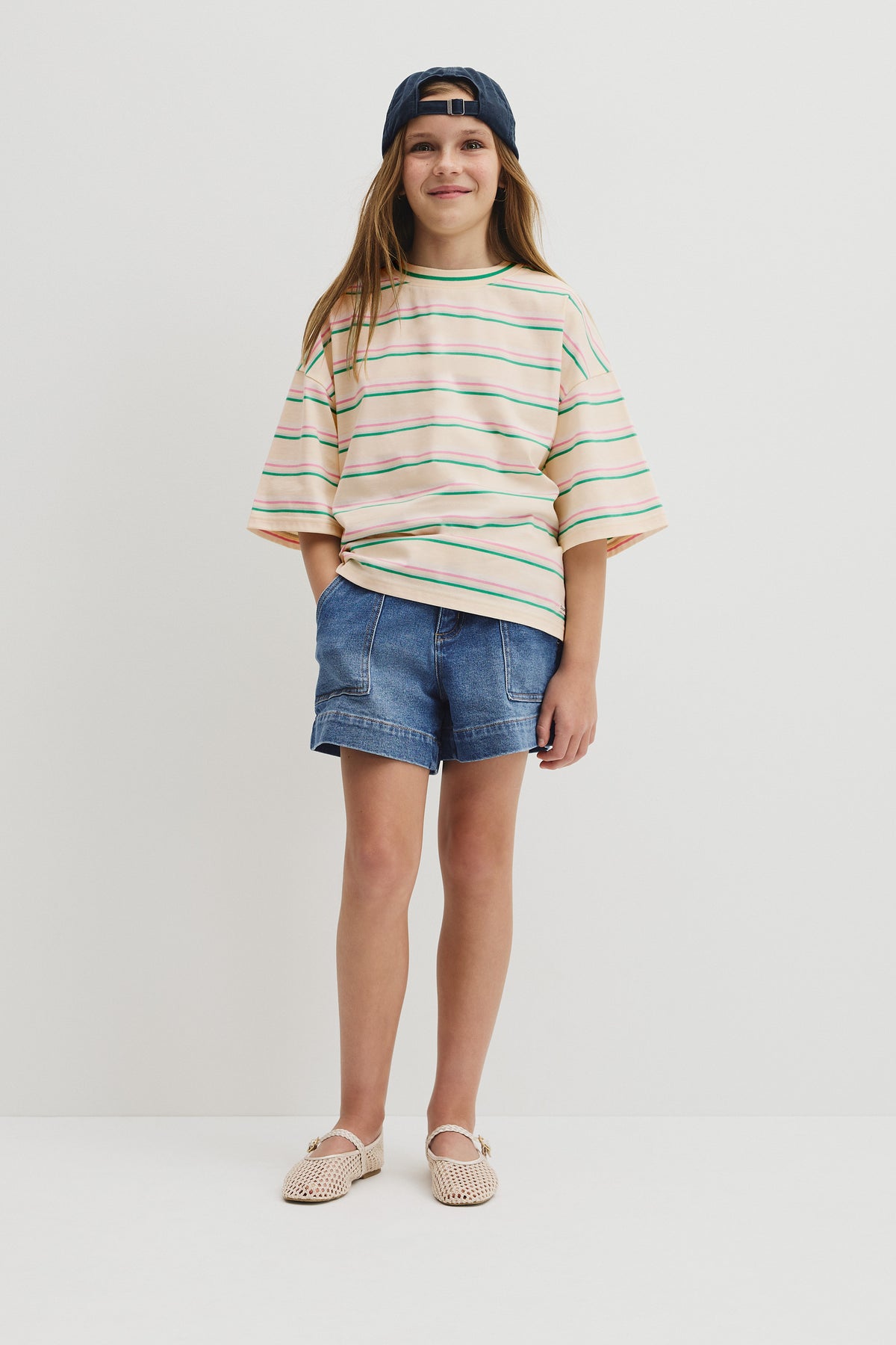 Teen Short Sleeve Oversized Stripe T-Shirt