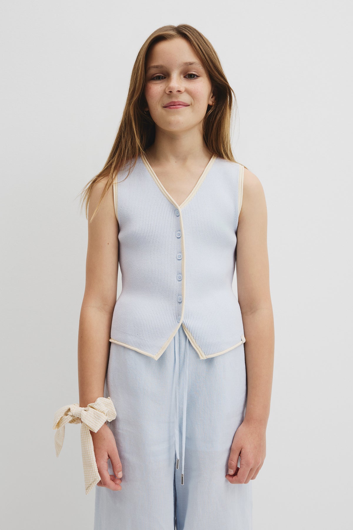 Teen Sleeveless Button Through Knit