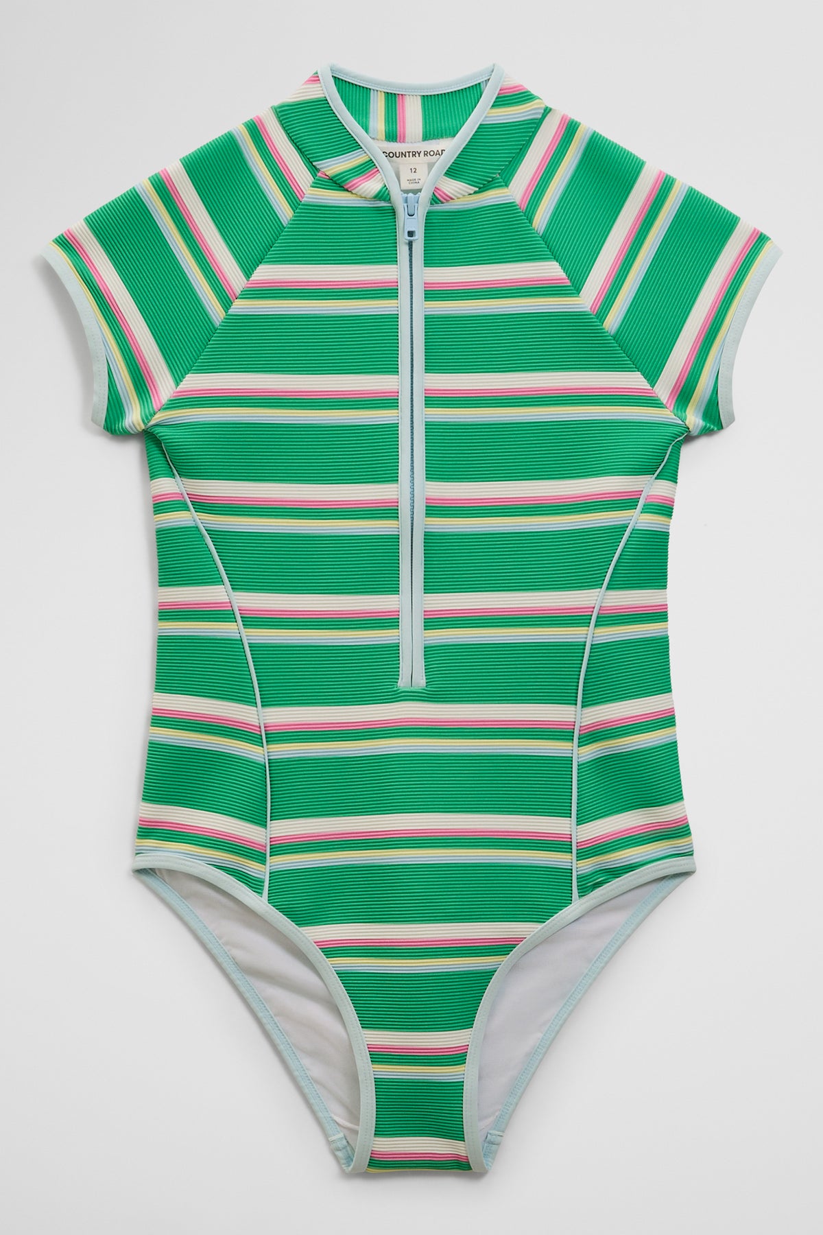 Teen Short Sleeve Stripe Swimsuit