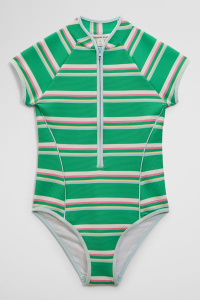 Teen Short Sleeve Stripe Swimsuit