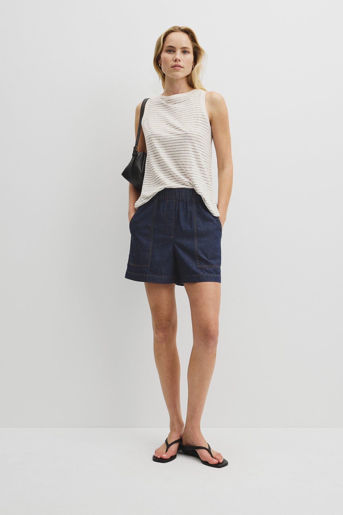 Stripe Linen Boat Neck Tank