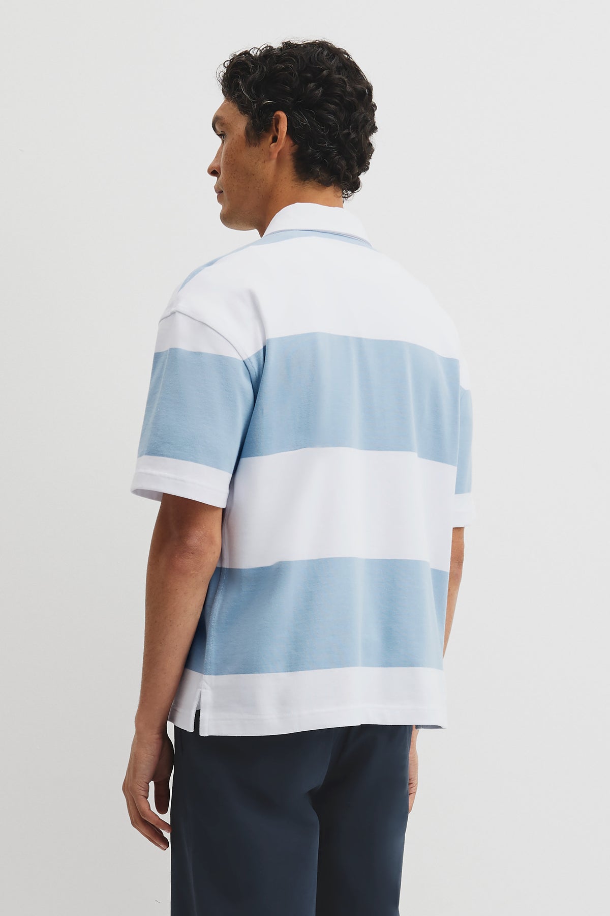 Short Sleeve Australian Cotton Stripe Rugby Polo