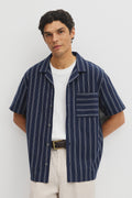 Textured Stripe Cuban Shirt