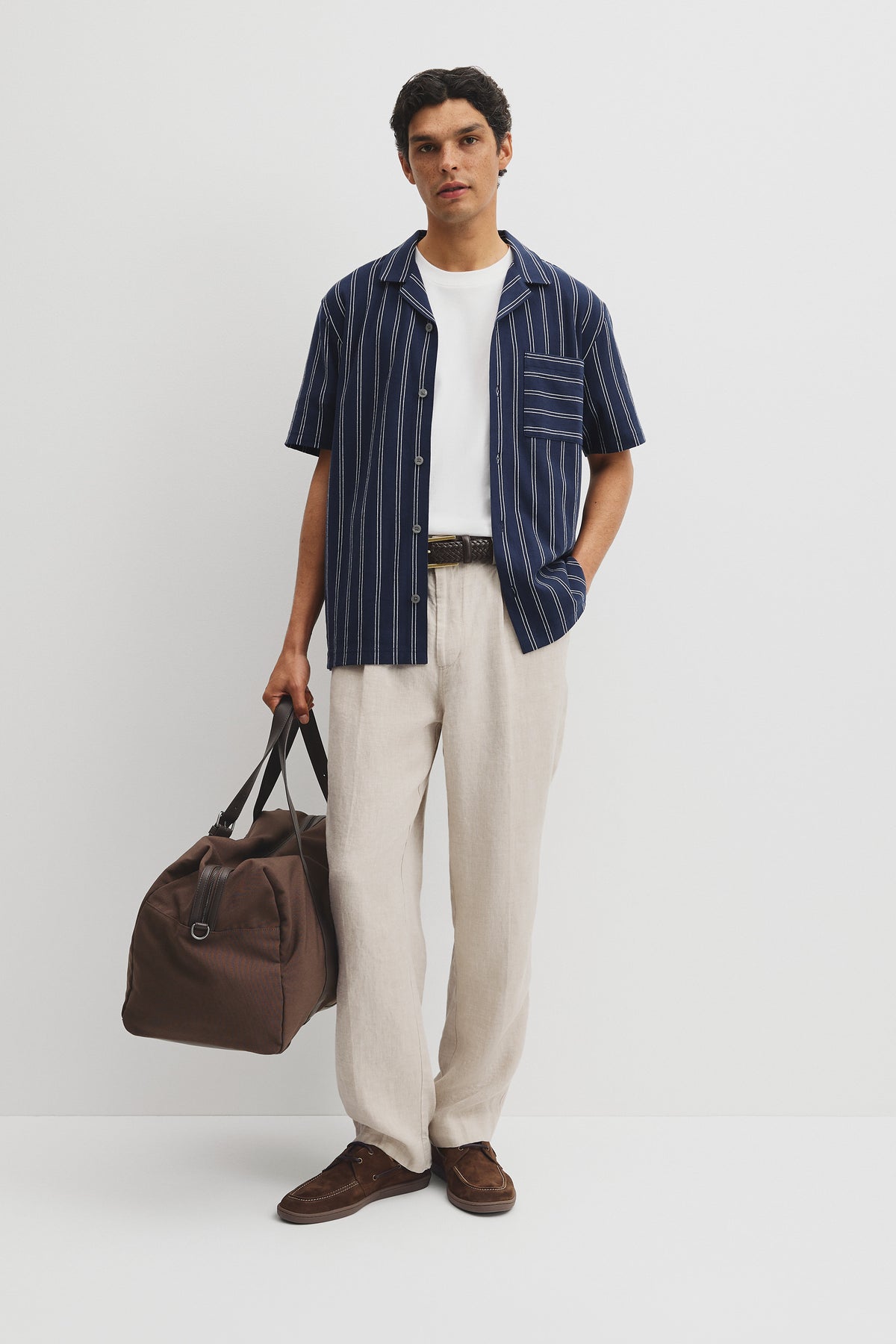 Textured Stripe Cuban Shirt