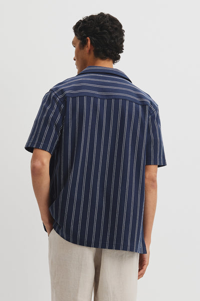 Textured Stripe Cuban Shirt