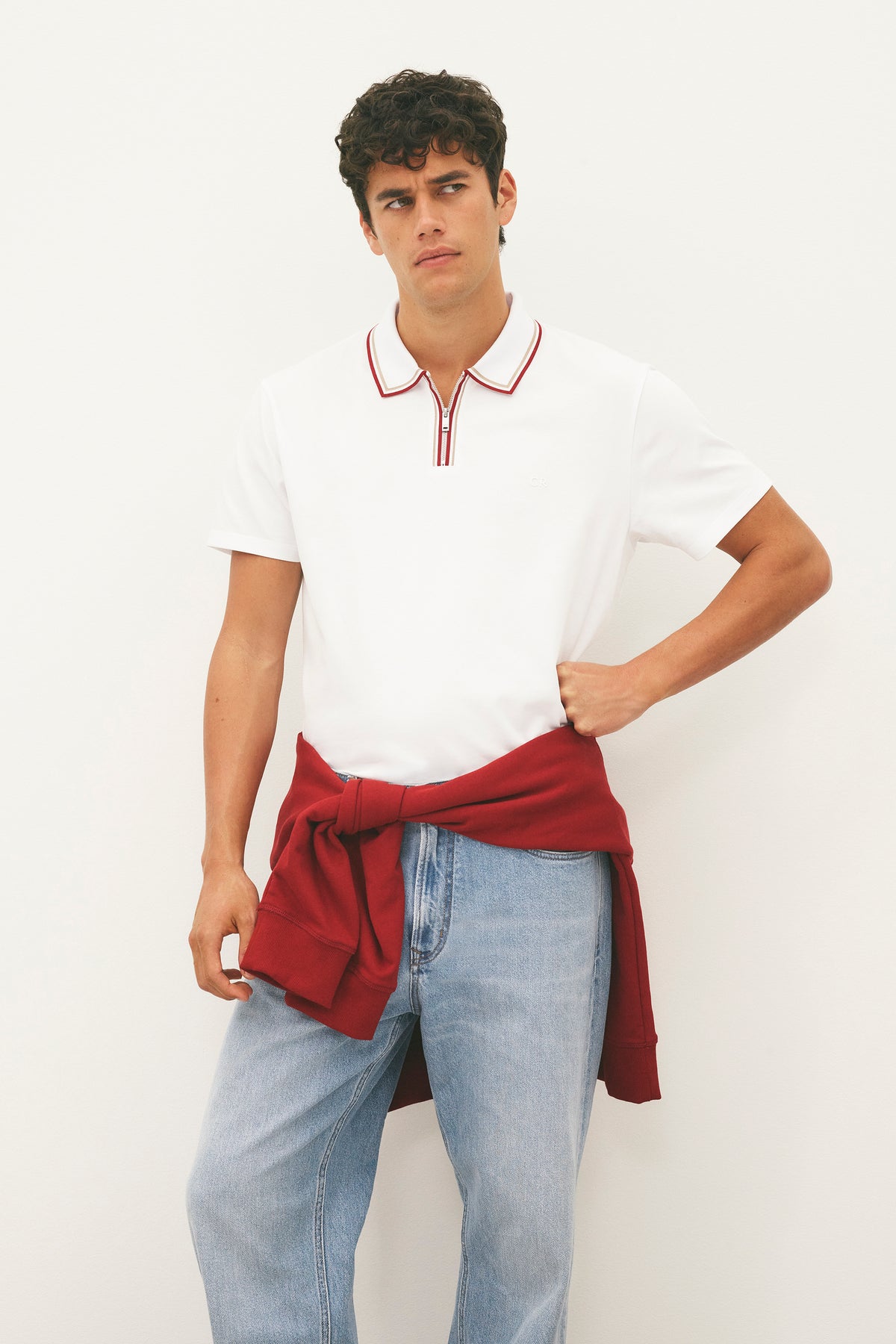 Short Sleeve Tipped Zip Polo
