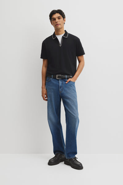 Short Sleeve Tipped Zip Polo