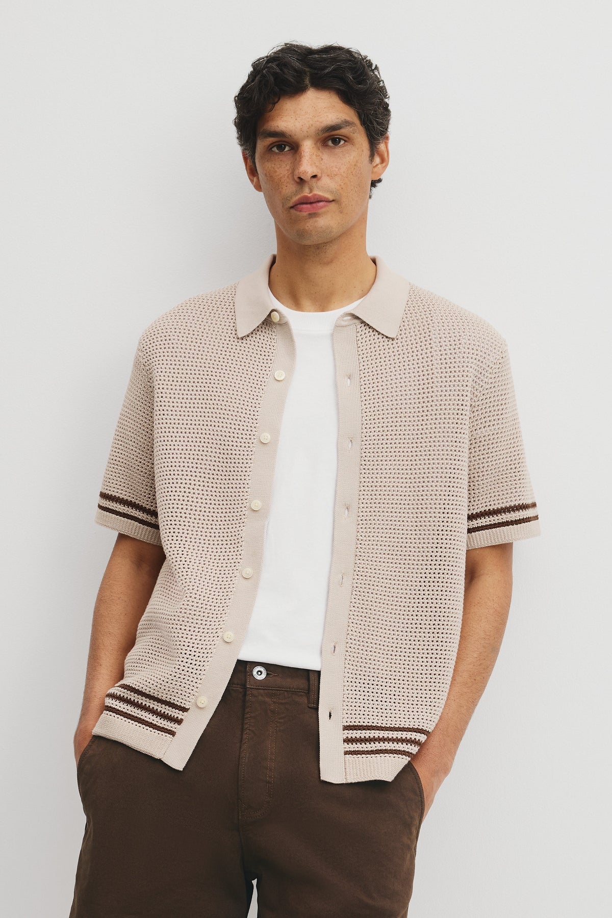 Relaxed Fit Australian Cotton Stripe Knit Shirt