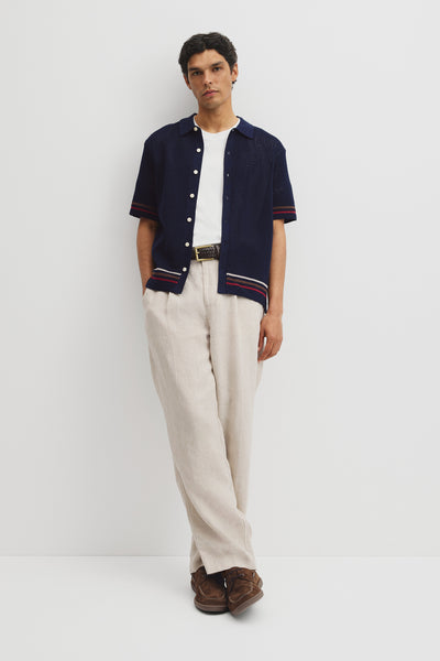 Relaxed Fit Australian Cotton Stripe Knit Shirt