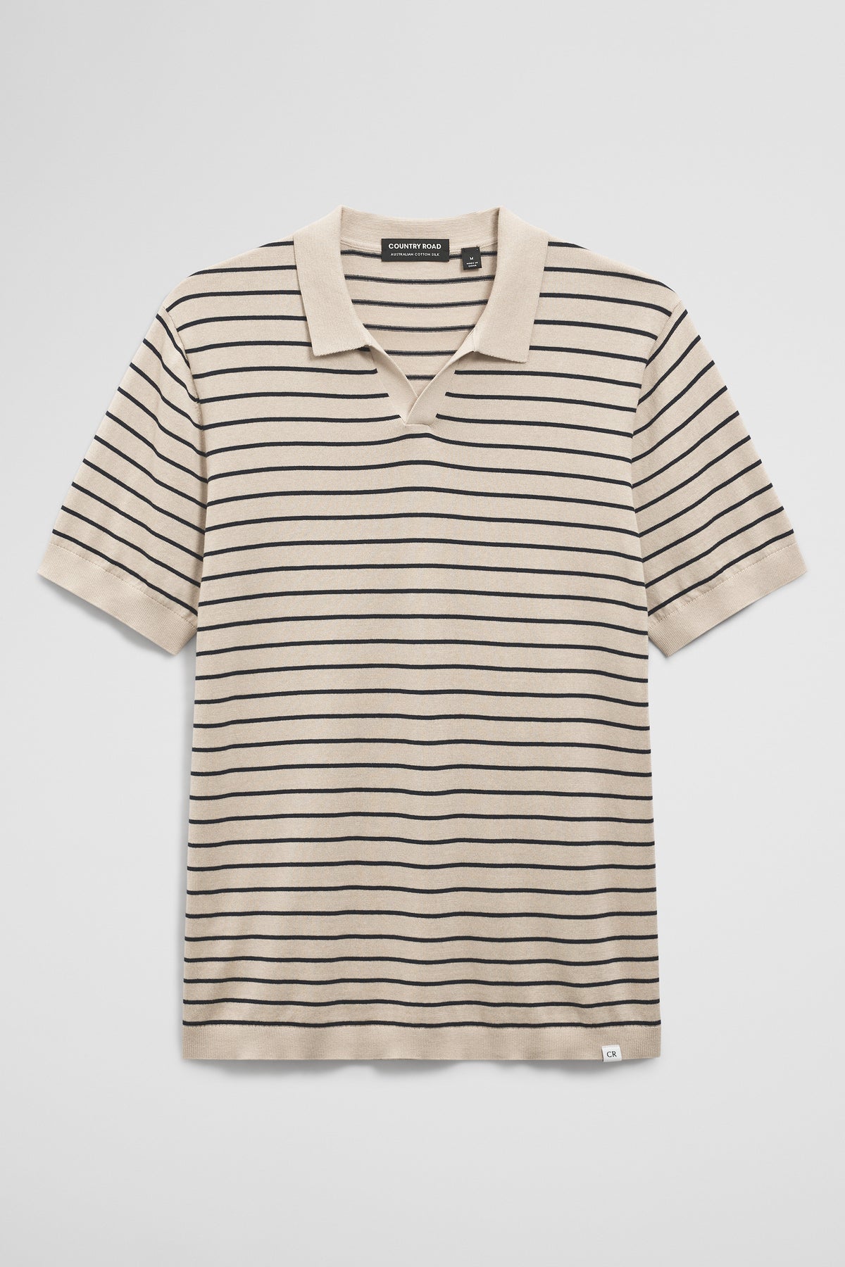 Australian Cotton Silk Stripe Knit Polo