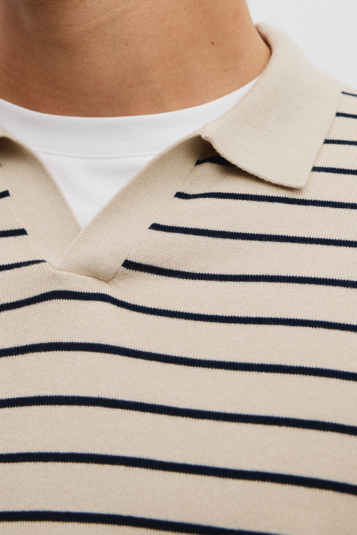 Australian Cotton Silk Stripe Knit Polo