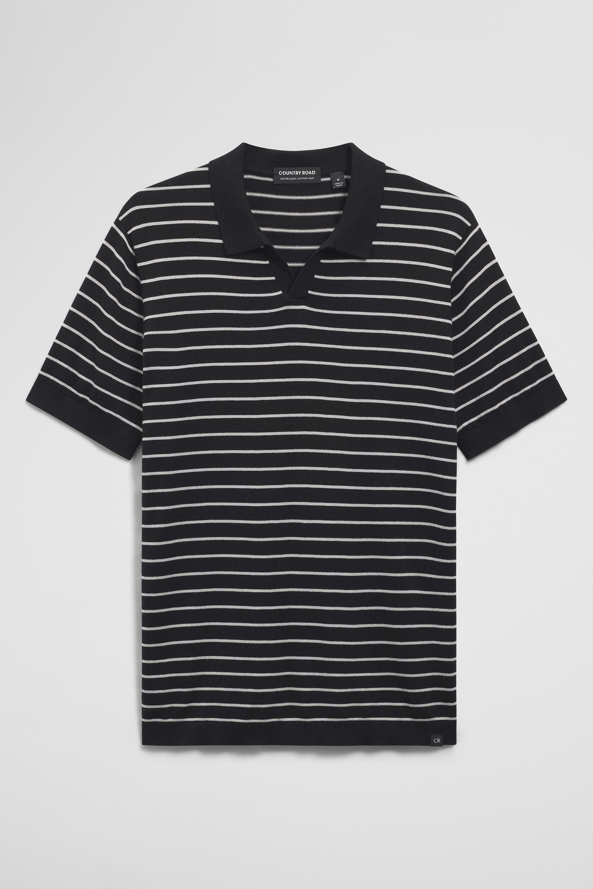 Australian Cotton Silk Stripe Knit Polo