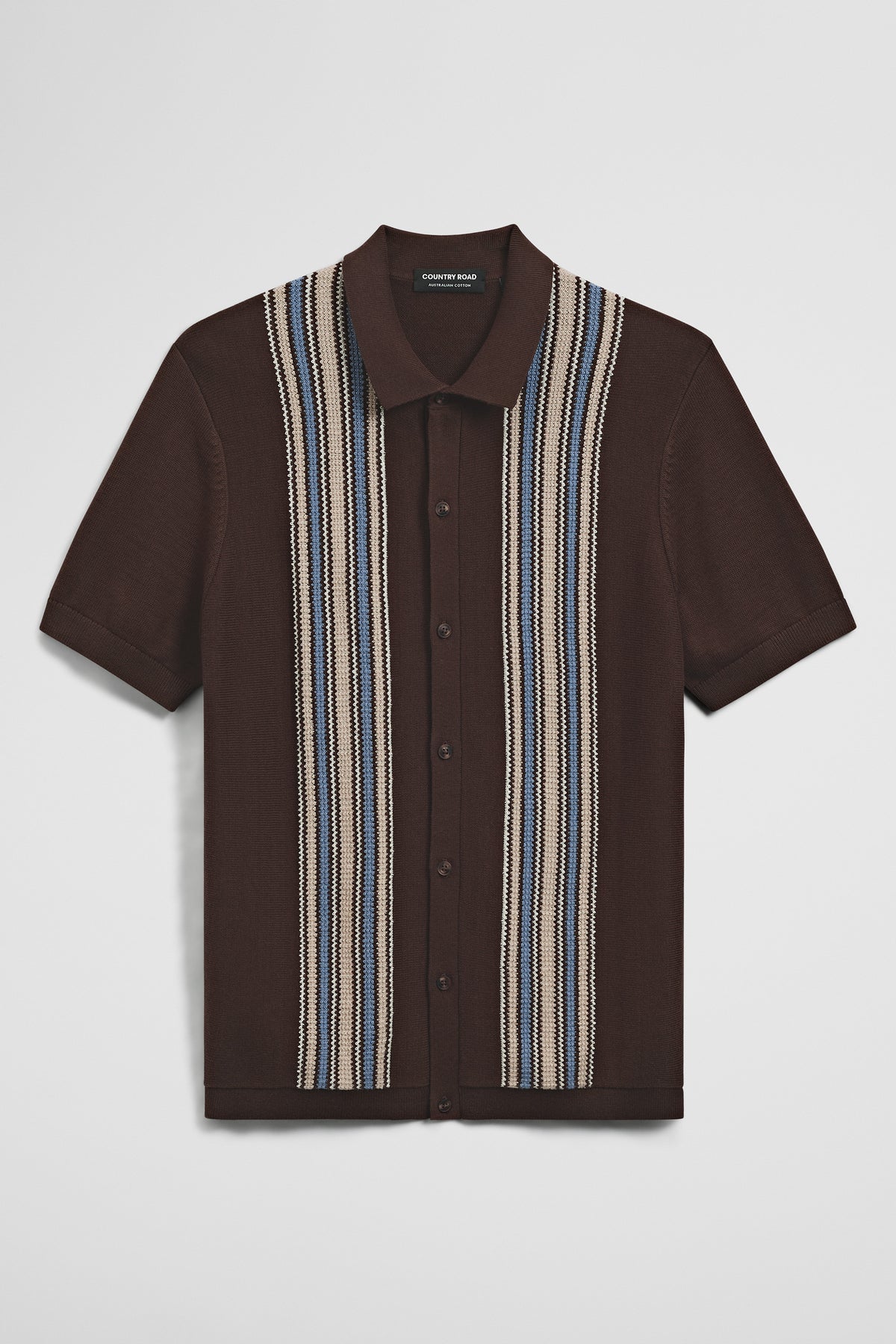 Australian Cotton Textured Panel Knit Shirt