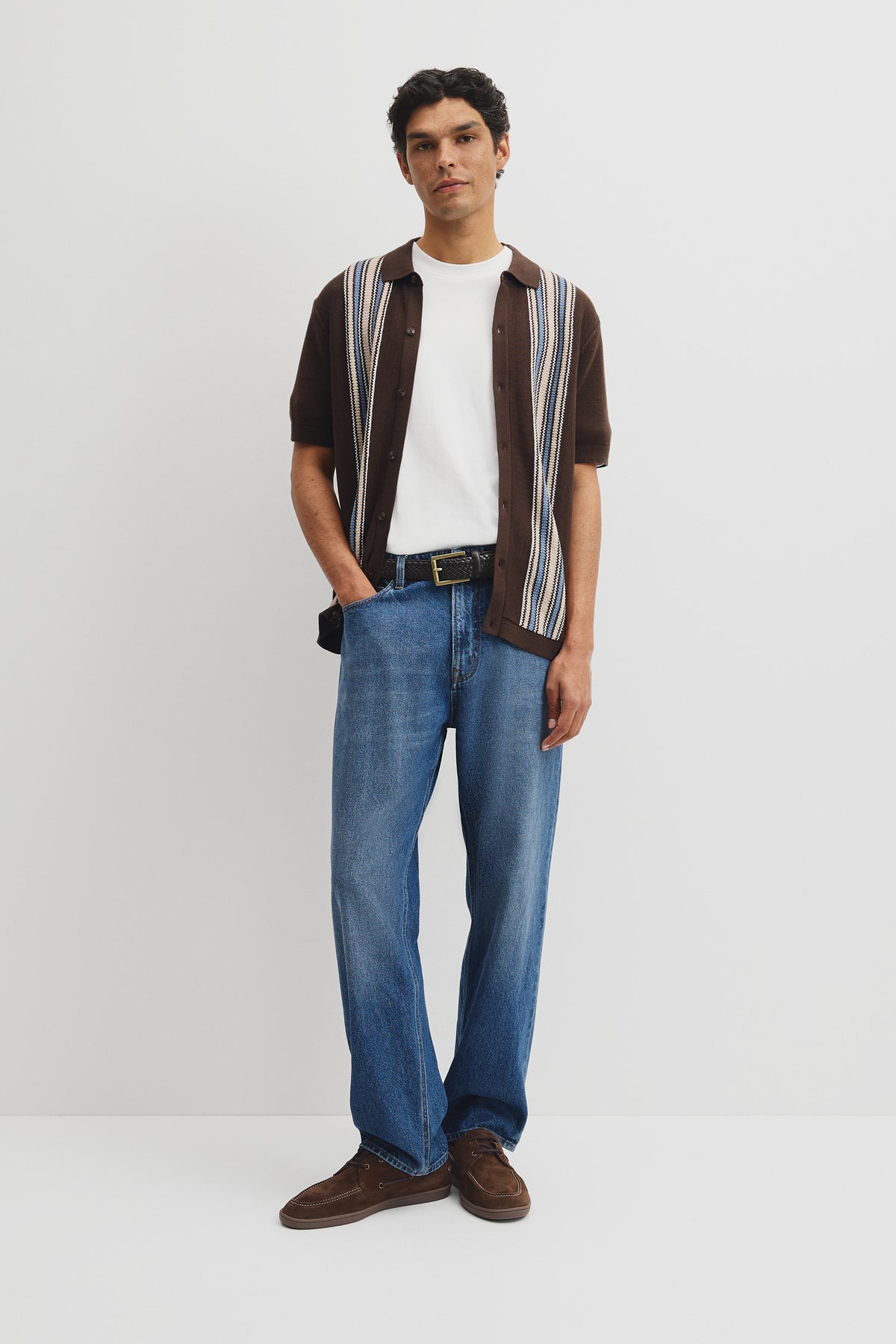 Australian Cotton Textured Panel Knit Shirt