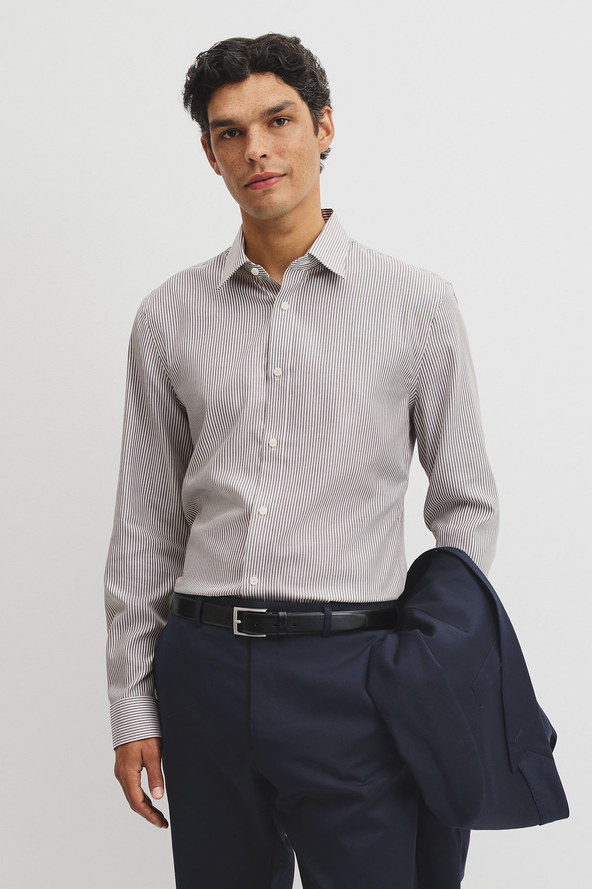 Slim Fit Stripe Travel Shirt