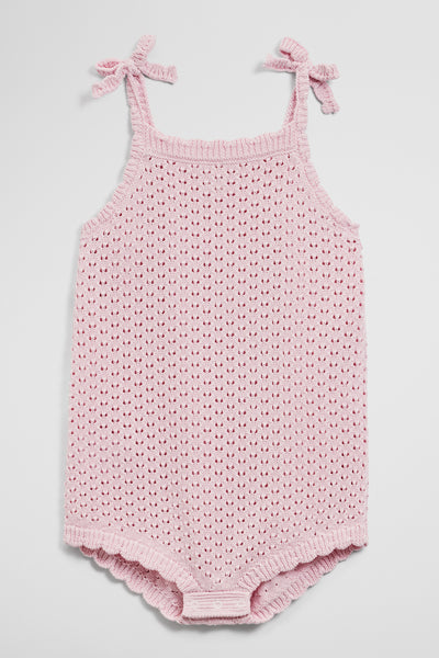 Sleeveless Scallop Knit Romper