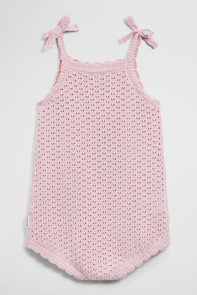 Sleeveless Scallop Knit Romper