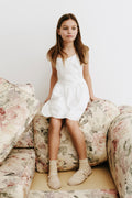 Teen Sleeveless Cutwork Mini Dress
