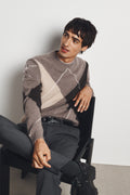 Merino Wool Argyle Crew Neck Knit