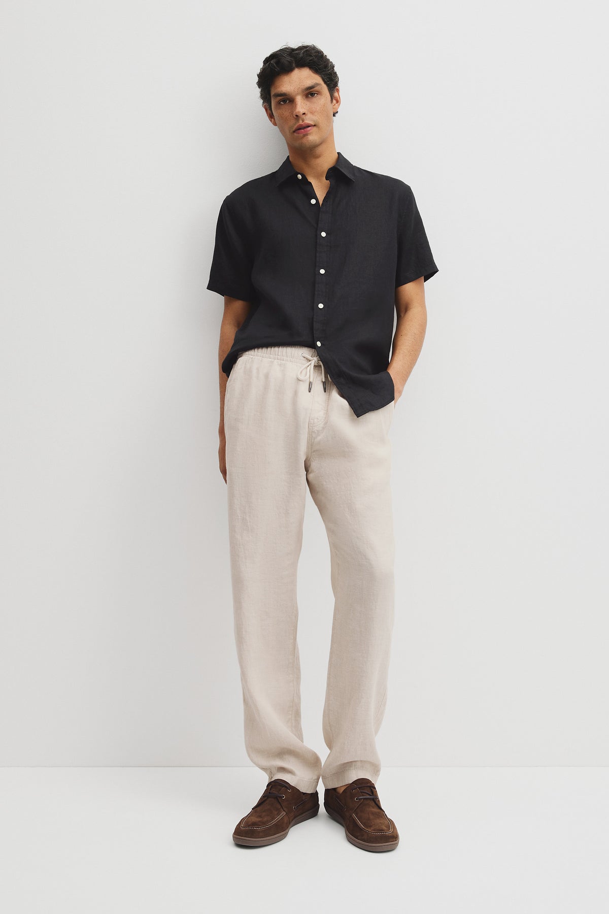Relaxed Fit Linen Drawcord Pant