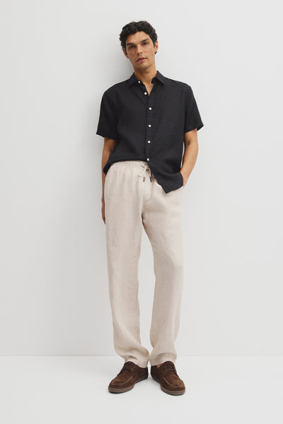 Relaxed Fit Linen Drawcord Pant