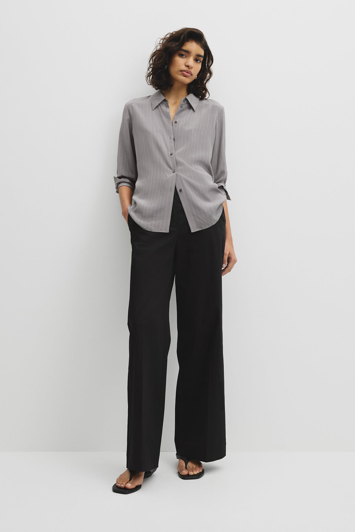Pinstripe Silk Shirt