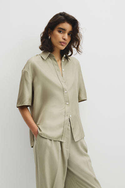 Short Sleeve Washable Silk Shirt