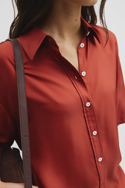 Short Sleeve Washable Silk Shirt