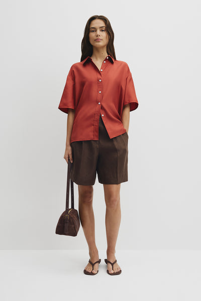 Short Sleeve Washable Silk Shirt