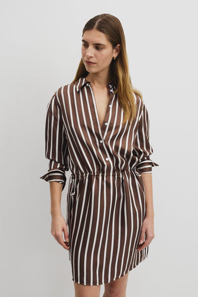 Stripe Gather Mini Dress