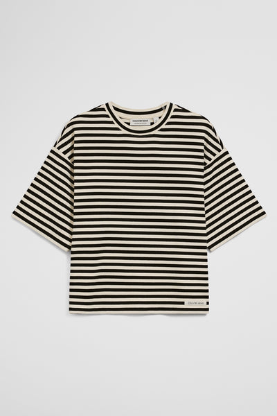 Australian Cotton Blend Stripe Boxy T-Shirt