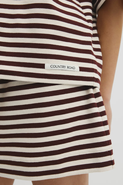 Australian Cotton Blend Stripe Boxy T-Shirt