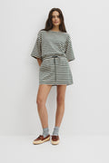 Australian Cotton Blend Stripe Jersey Skirt