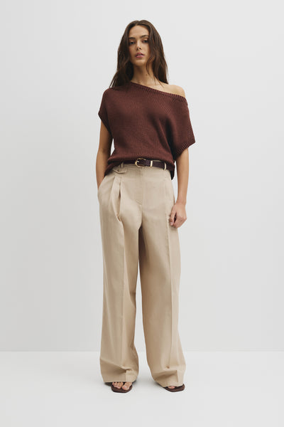 Organically Grown Cotton Asymmetric Tape Knit T-Shirt